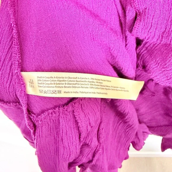 Free People Adella Tiered Slip Boho Dress Purple Crochet Lace Ruffle Mini Medium - Picture 6 of 7